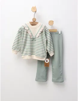 Compleu cu broderie Mada, model cu verde