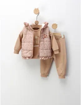 Compleu cu vesta, Girl Power, crem