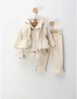Compleu cu vesta, premium fashion, crem