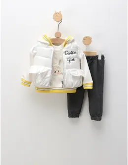 Compleu cu vesta, Rabbit Girl, alb-galben