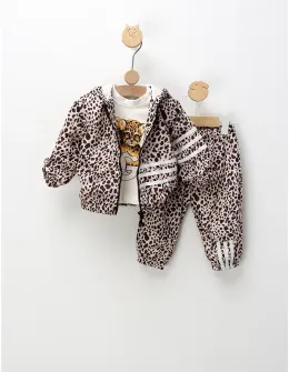 Compleu Two Leopard Cub, crem-negru