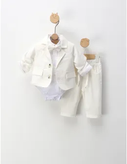 Costumas elegant cu papion Eleodor, ecru