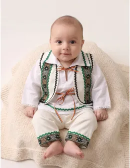 Costumas TRADITIONAL Cantemir, alb-verde