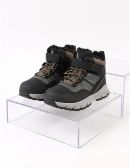 Ghete sport baieti imblanite negru-kaki