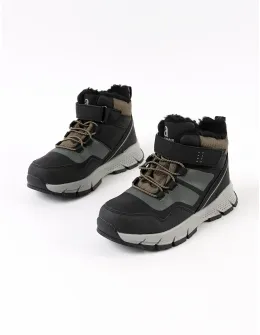 Ghete sport baieti imblanite negru-kaki
