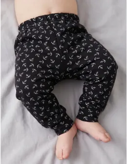 Pantaloni bebe, cu ancore, model bleumarin