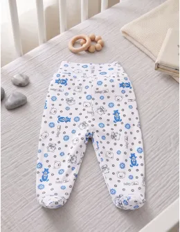 Pantaloni cu botosei Baby Bear alb-albastru