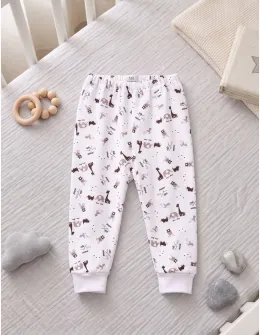 Pantaloni Cute Baby Animal alb-maro