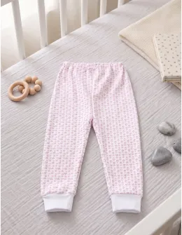 Pantaloni imprimati alb-mov Inimioare