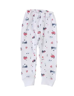 Pantaloni imprimati alb-rosu Fire Truck