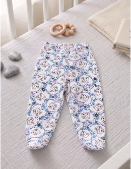 Pantaloni imprimati Pisicuta cu fundita