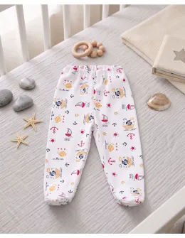 Pantaloni imprimati Sailing galben-ciclam