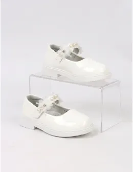 Pantofi perle Olivia alb