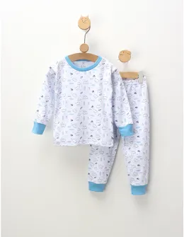 Pijama bbc ML Romania, Happy Bear, alb-blue