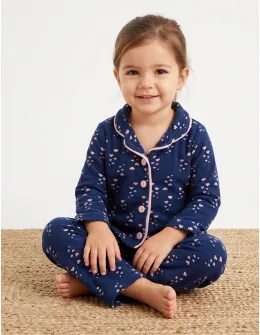 Pijama bleumarin cu inimioare roz deschis