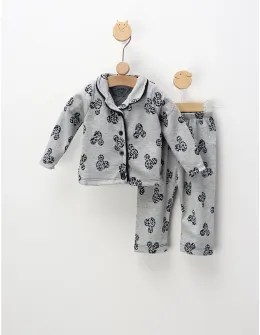 Pijama gri cu print Miky negru