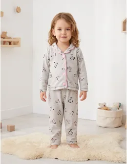 Pijama gri cu print Miky roz