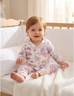 Pijama imprimata Hello Kitty, cu roz