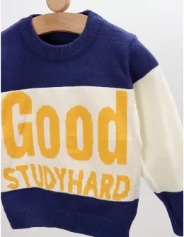 Pulover GOOD STUDYHARD alb-albastru inchis