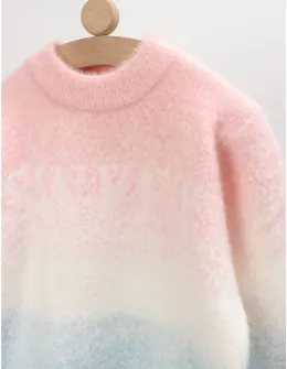 Pulover Mohair Sweet You, corai-alb-bleu