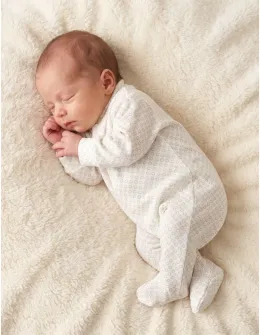 Salopeta BBY prematur, alb cu buline gri