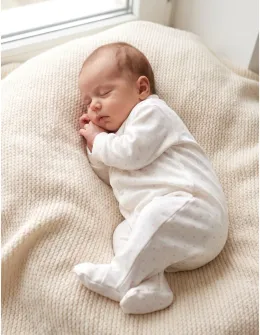 Salopeta BBY prematur, alb cu buline roz