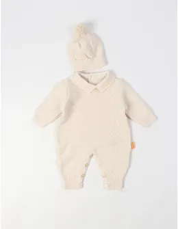 Salopeta cu fes, croset acrilic Amy, crem