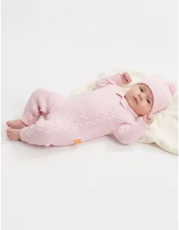 Salopeta cu fes, croset acrilic Amy, roz