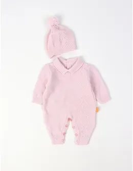Salopeta cu fes, croset acrilic Amy, roz