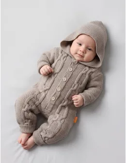 Salopeta cu gluga, Croset Kids, maro
