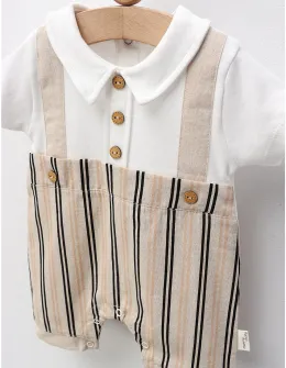 Salopeta Fashion Boy, alb-crem