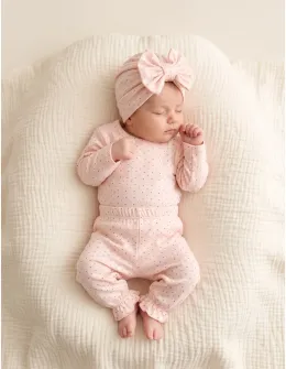 Set 3 piese, cu turban, body, pantaloni, Inimioare, corai
