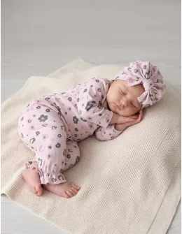 Set 3 piese, cu turban, body, pantaloni, mov