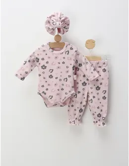 Set 3 piese, cu turban, body, pantaloni, mov