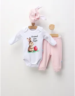 Set 3 piese Minikids, Primul Meu Paste, roz
