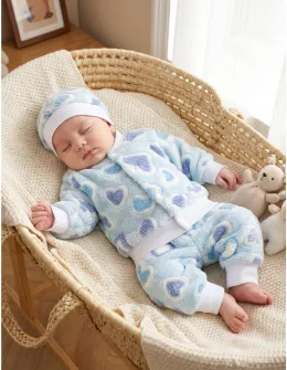 Set 3 piese, Super Cocolino, inimi blue