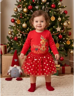 Set Body + Fustita Merry Christmas rosu