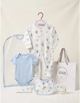 Set cadou 5 piese, circul animalelor, bleu
