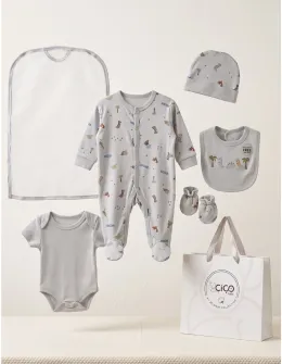 Set cadou 5 piese, dinosaurus, gri