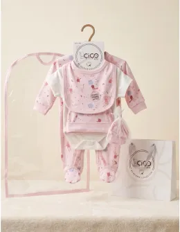 Set cadou 5 piese, stars rabbit, roz