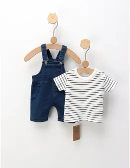Set de vara, salopeta blug+tricou, albastru