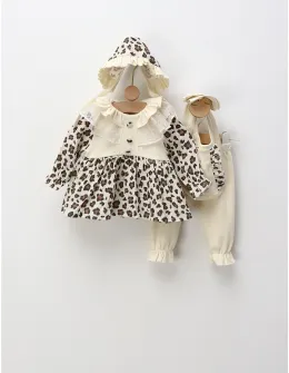 Set premium Amelia, crem-leopard