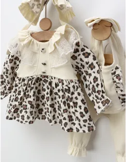 Set premium Amelia, crem-leopard