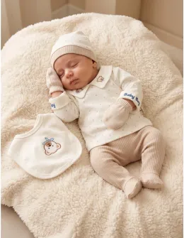 Set premium Baby Boy Andrew, alb-bej