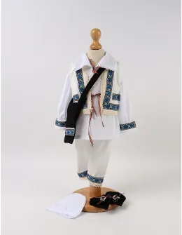 Set Traditional 6 piese, Eduard, alb-albastru