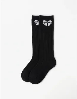 Sosete lungi negru cu funda alba
