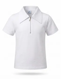 Tricou fetite polo premium fermoar, alb