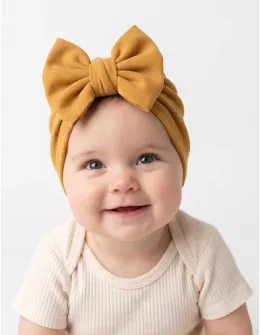 Turban cu fundita SELLY galben mustar MD3