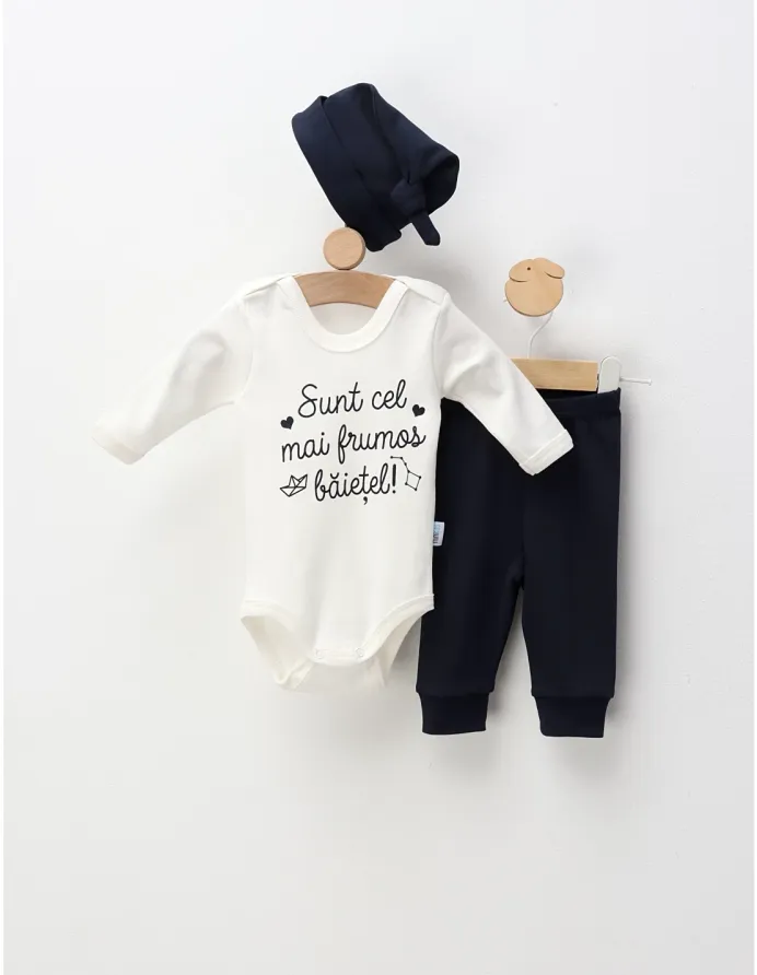 Set 3 piese Sunt Cel Mai Frumos Baietel, bleumarin picture - 2