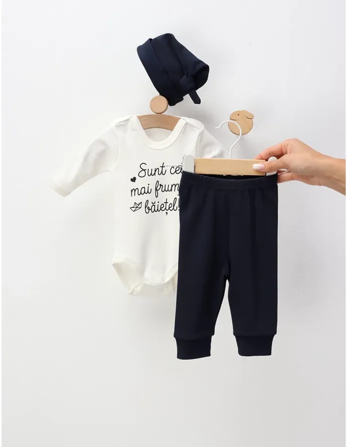 Set 3 piese Sunt Cel Mai Frumos Baietel, bleumarin picture - 4